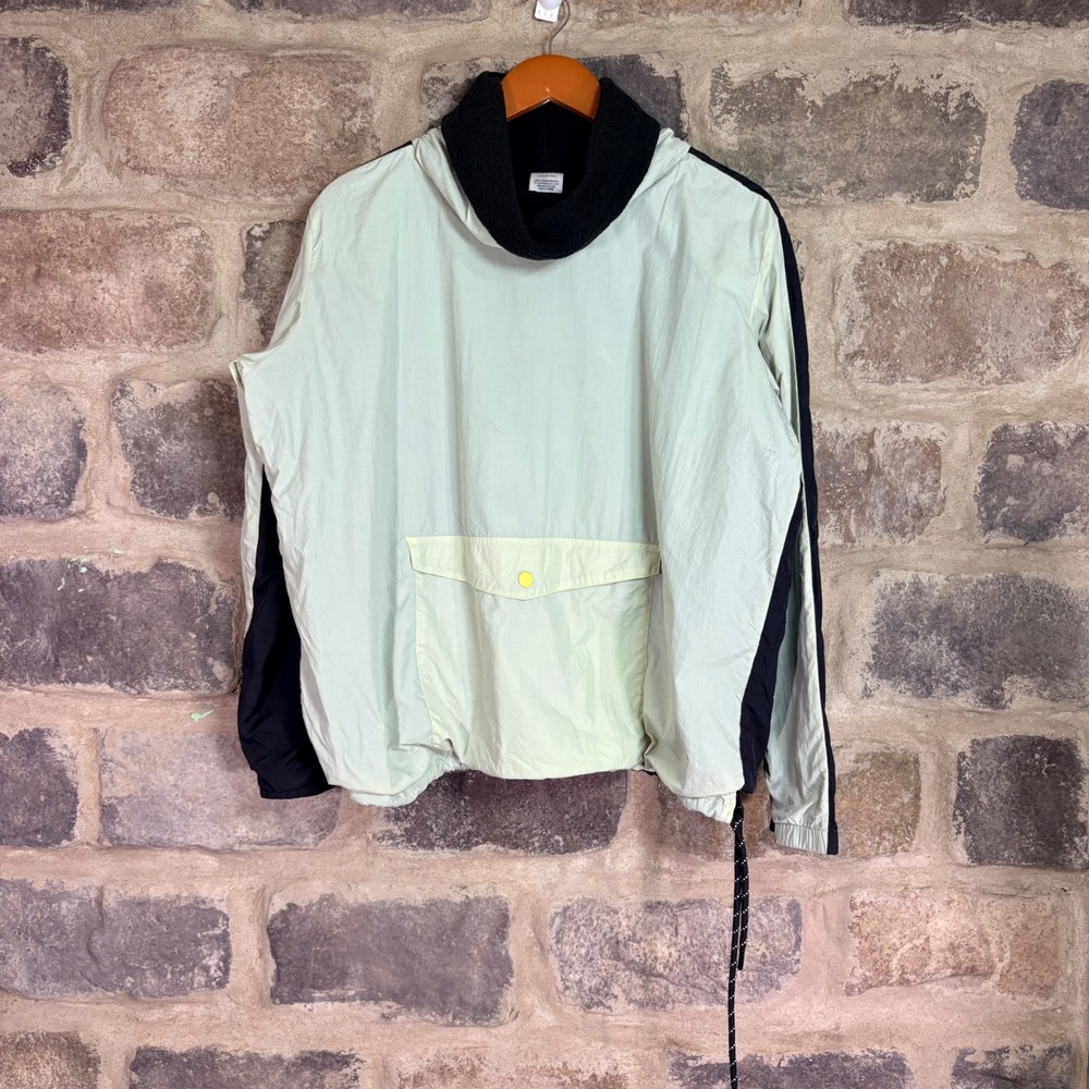PINK Victoria's Secret Windbreaker Pullover Mint Black Yellow Logo Large Fleece